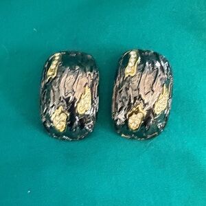 Vintage NMR silver and gold clip earrings